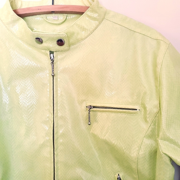 Vtg 80s 90s faux snakeskin neon jacket - Picture 5 of 12